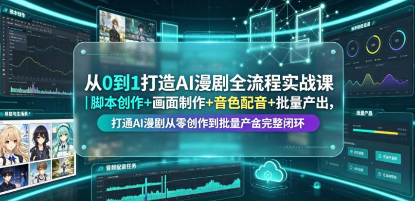 从0到1打造AI漫剧全流程实战课｜脚本创作+画面制作+音色配音+批量产出，打通AI漫剧从零创作到批量量产完整闭环-网创资源站