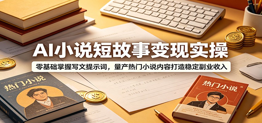 AI小说短故事变现实操：零基础掌握写文提示词，量产热门小说内容打造稳定副业收入-网创资源站