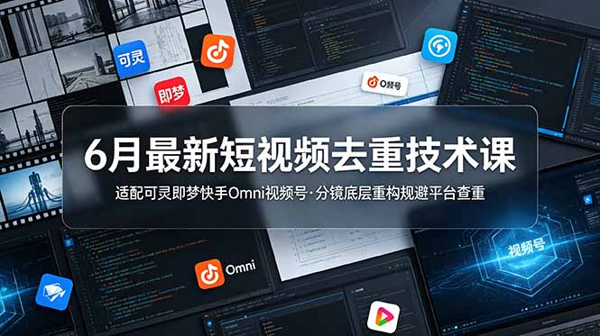 6月最新短视频去重技术课，适配可灵即梦快手Omni视频号，分镜底层重构规避平台查重-网创资源站