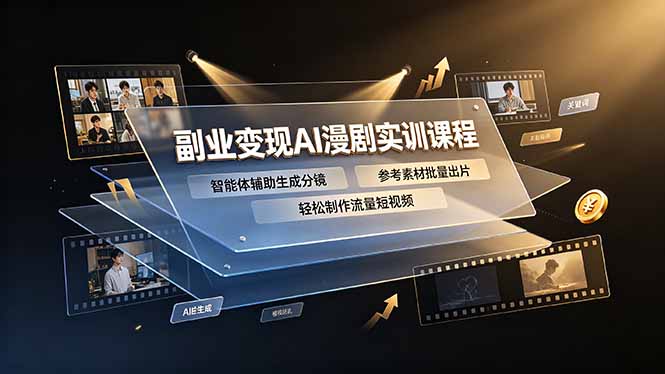 副业变现AI漫剧实训课程，智能体辅助生成分镜，参考素材批量出片，轻松制作流量短视频-网创资源站