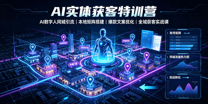 AI实体获客特训营｜AI数字人同城引流、本地矩阵搭建、爆款文案优化全域获客实战课-网创资源站
