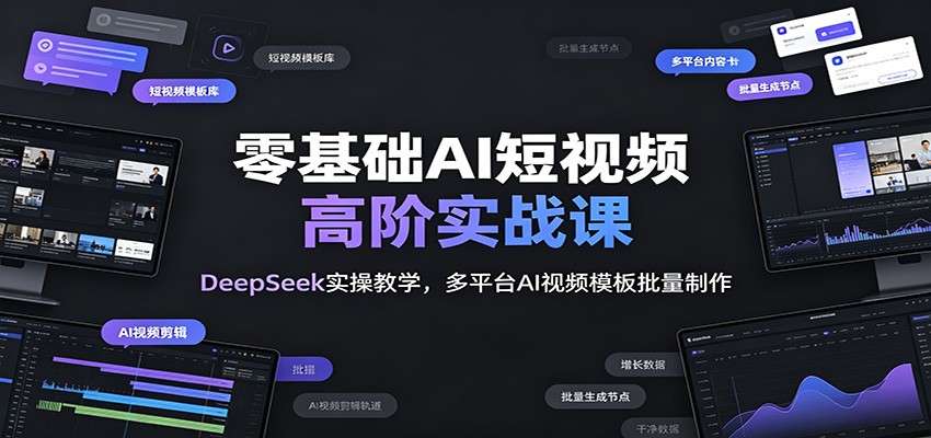 零基础AI短视频高阶实战课：DeepSeek实操教学，多平台AI视频模板批量制作-网创资源站