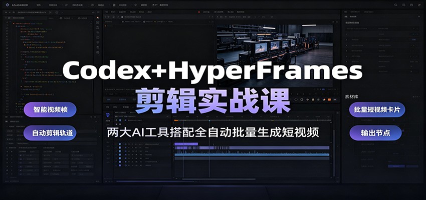 Codex+HyperFrames剪辑实战课：两大AI工具搭配全自动批量生成短视频-网创资源站