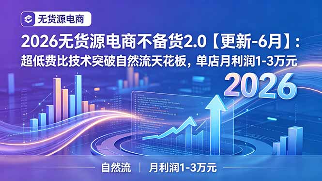 2026无货源电商不备货2.0【更新-7月】：超低费比技术突破自然流天花板，单店月利润1-3万元-网创资源站