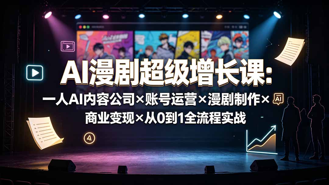 AI漫剧超级增长课：一人AI内容公司×账号运营×漫剧制作×商业变现×从0到1全流程实战-网创资源站