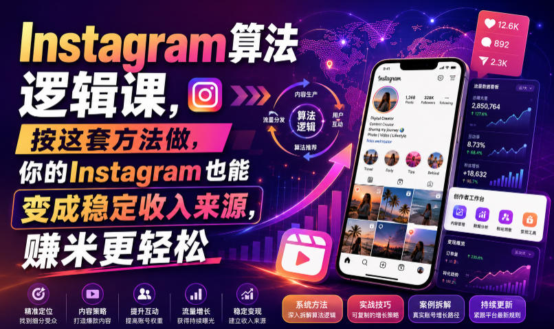 Instagram算法逻辑课，按这套方法做，你的Instagram也能变成稳定收入来源，賺米更轻松【原创双语字幕】-网创资源站