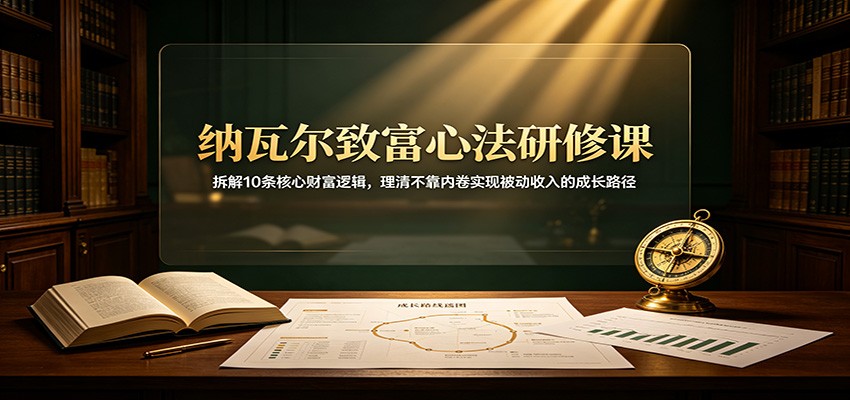 纳瓦尔致富心法研修课：拆解10条核心财富逻辑，理清不靠内卷实现被动收入的成长路径-网创资源站
