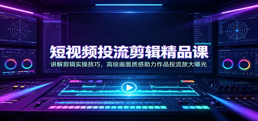 短视频投流剪辑精品课：讲解剪辑实操技巧，高级画面质感助力作品投流放大曝光-网创资源站
