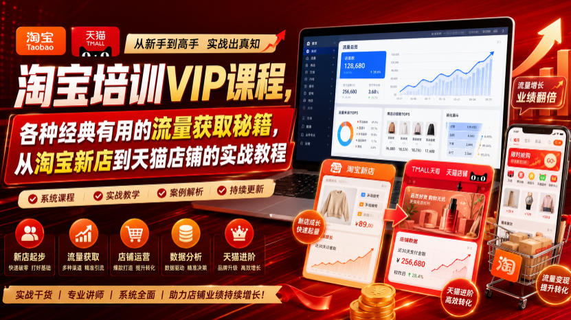 淘宝培训VIP课程，各种经典有用的流量获取秘籍，从淘宝新店到天猫店铺的实战教程(更新08月12日)-网创资源站