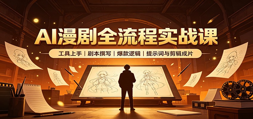 AI漫剧全流程实战课：工具上手、剧本撰写、爆款逻辑、提示词与剪辑成片-网创资源站