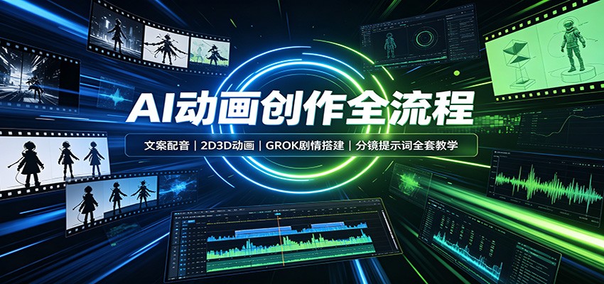 AI动画创作全流程：文案配音，2D3D动画，GROK剧情搭建，分镜提示词全套教学-网创资源站