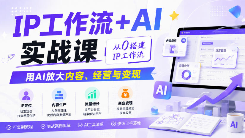 IP工作流+AI实战课，从0搭建IP工作流，用AI放大内容、经营与变现-网创资源站