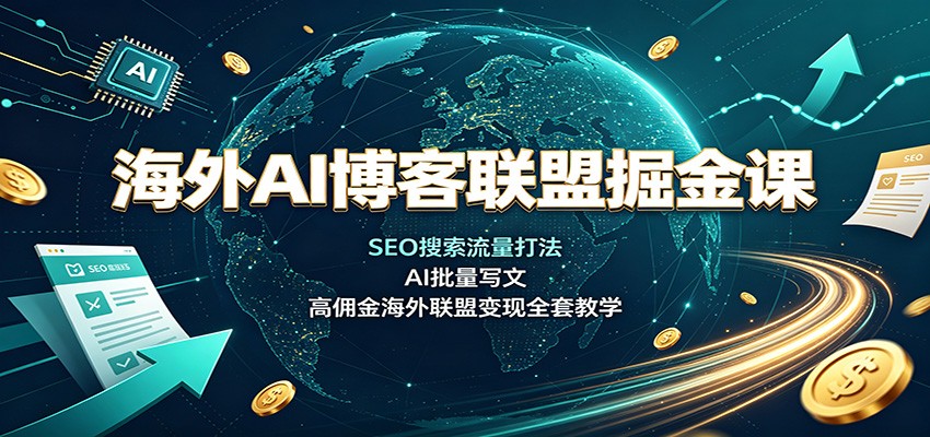 海外AI博客联盟掘金课：SEO搜索流量打法，AI批量写文，高佣金海外联盟变现全套教学-网创资源站
