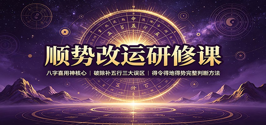 顺势改运研修课：八字喜用神核心，破除补五行三大误区，得令得地得势完整判断方法-网创资源站
