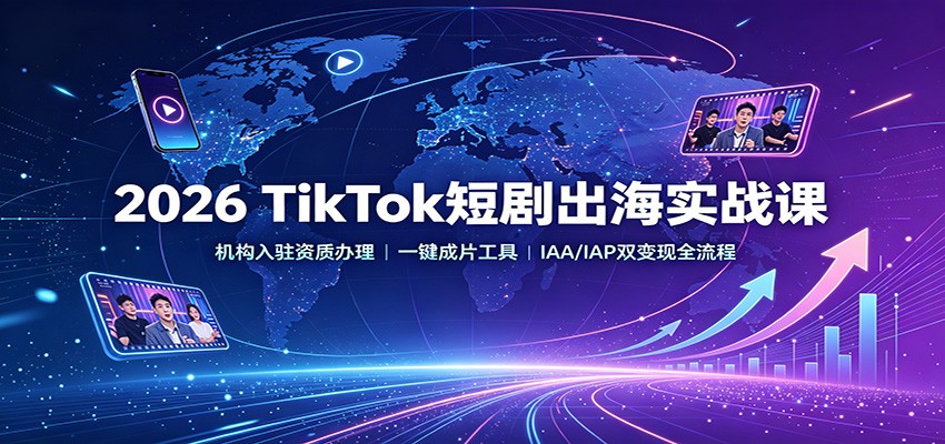2026 TikTok短剧出海实战课：机构入驻资质办理，一键成片工具，IAA/IAP双变现全流程-网创资源站