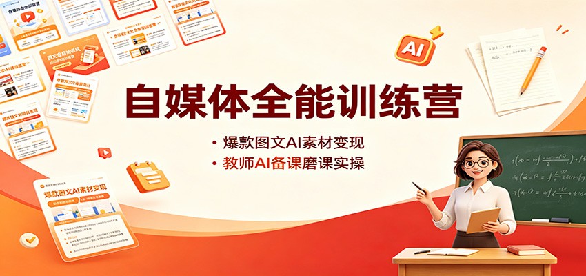 自媒体全能训练营：爆款图文AI素材变现，教师AI备课磨课实操-网创资源站