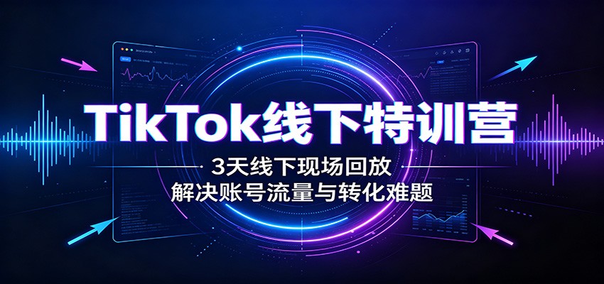 TikTok线下特训营：3天线下现场回放，解决账号流量与转化难题-网创资源站
