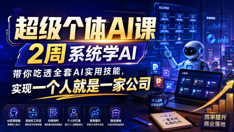 超级个体AI课，2周系统学AI，带你吃透全套AI实用技能，实现一个人就是一家公司(更新0818)-网创资源站