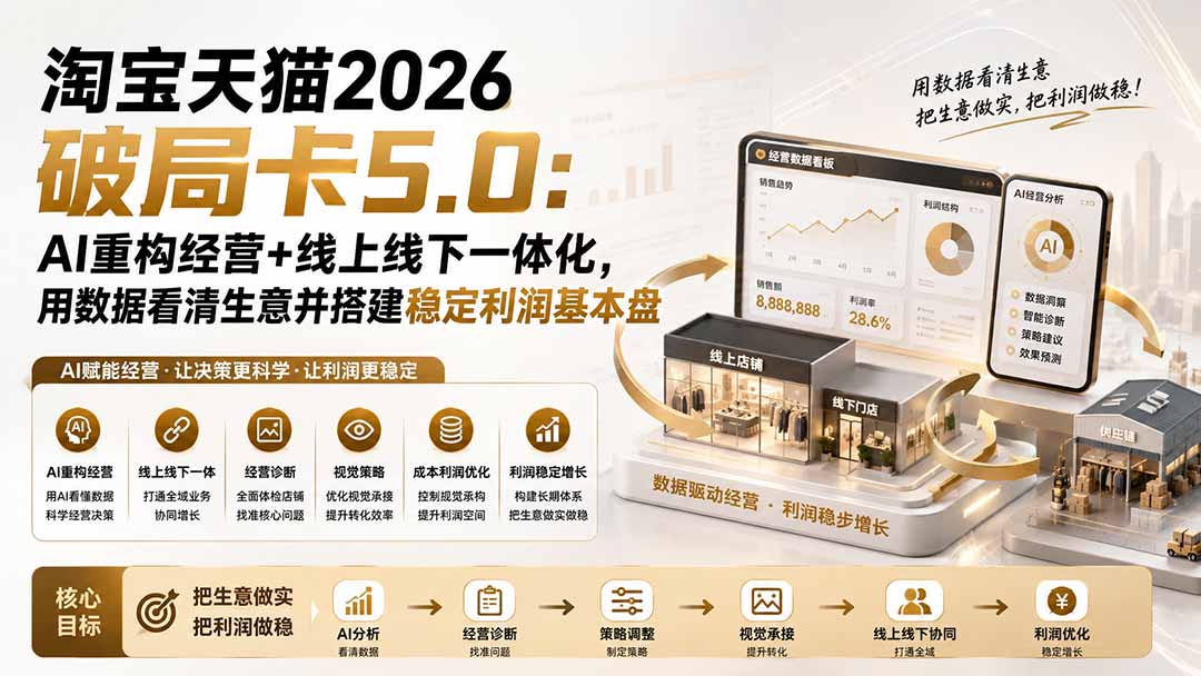 淘宝天猫2026破局卡5.0：AI重构经营+线上线下一体化，用数据看清生意并搭建稳定利润基本盘-网创资源站