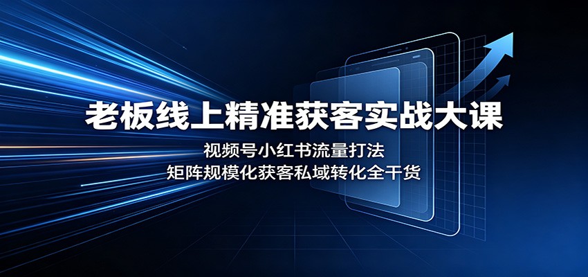老板线上精准获客实战大课：视频号小红书流量打法，矩阵规模化获客私域转化全干货-网创资源站