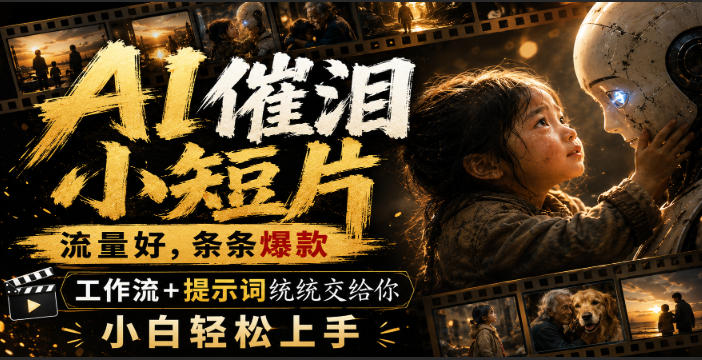 AI催泪小短片，流量好，条条爆款，工作流+提示词统统交给你，小白轻松上手-网创资源站