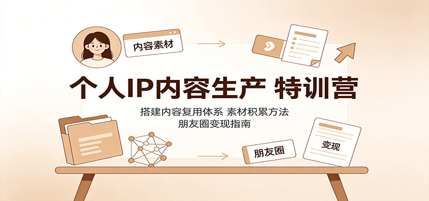 个人IP内容生产特训营：搭建内容复用体系，素材积累方法，朋友圈变现指南-网创资源站