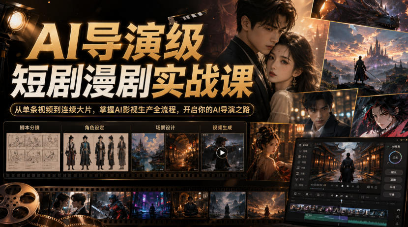 AI导演级短剧漫剧实战课，从单条视频到连续大片，掌握AI影视生产全流程，开启你的AI导演之路!-网创资源站