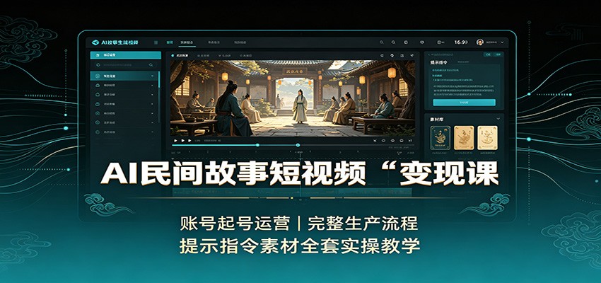 AI民间故事短视频变现课：账号起号运营，完整生产流程，提示指令素材全套实操教学-网创资源站