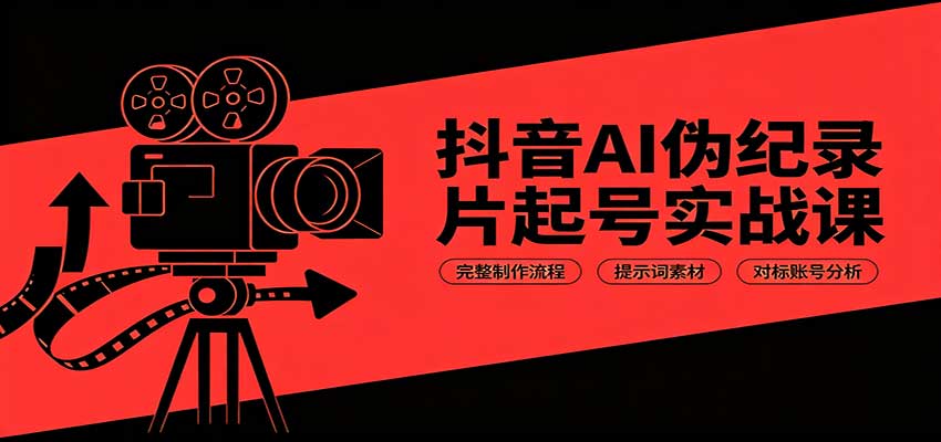 抖音AI伪纪录片起号实战课：完整制作流程，提示词素材，对标账号分析-网创资源站
