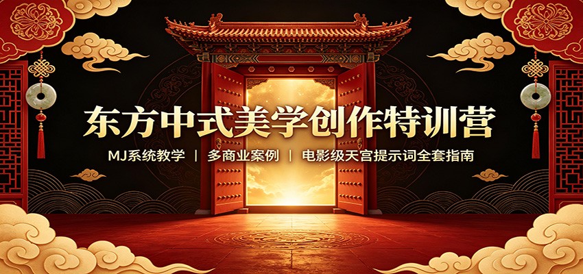东方中式美学创作特训营：MJ系统教学，多商业案例，电影级天宫提示词全套指南-网创资源站