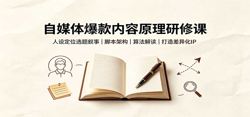 自媒体爆款内容原理研修课：人设定位选题叙事，脚本架构，算法解读打造差异化IP-网创资源站