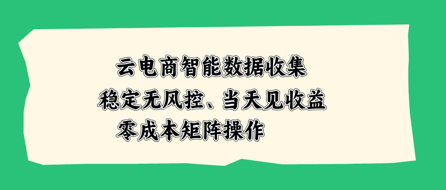 云电商智能数据收集，稳定无风控，当天见收益，零成本矩阵操作-网创资源站