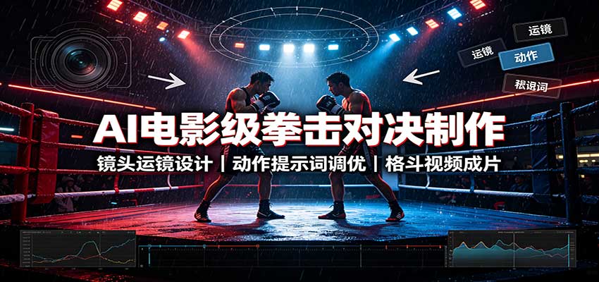 AI电影级拳击对决制作：镜头运镜设计，动作提示词调优，格斗视频成片-网创资源站