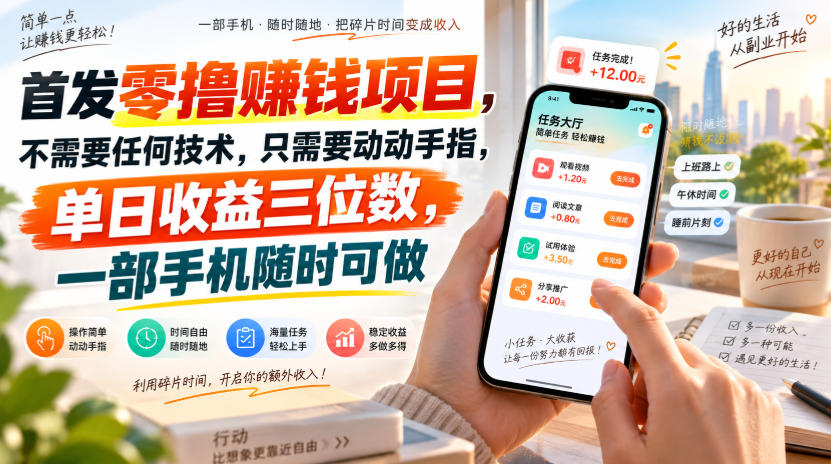 首发零撸賺钱项目，不需要任何技术，只需要动动手指，单日收益三位数，一部手机随时可做【揭秘】-网创资源站