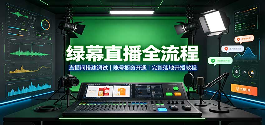 绿幕直播全流程：直播间搭建调试，账号橱窗开通，完整落地开播教程-网创资源站