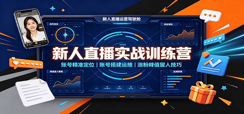 新人直播实战训练营：账号精准定位，账号搭建运维，涨粉峰值留人技巧-网创资源站