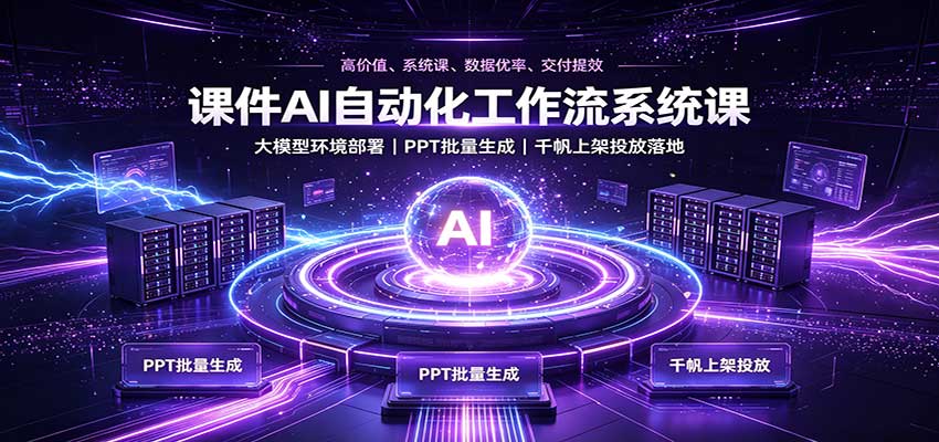 课件AI自动化工作流系统课：大模型环境部署，PPT批量生成，千帆上架投放落地-网创资源站