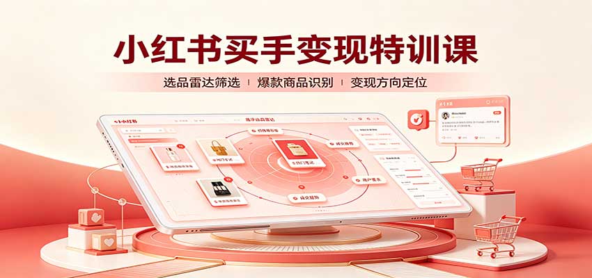 小红书买手变现特训课：账号定位养号起号，选品挂车，笔记标题封面全套教学-网创资源站