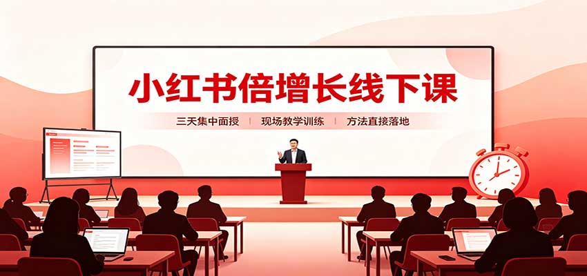 小红书倍增长线下课：三天集中面授，拆解选品、素材制作与起号全链路-网创资源站