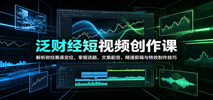 泛财经短视频创作课：解析财经赛道定位，掌握选题、文案配音，精通剪辑与特效制作技巧-网创资源站