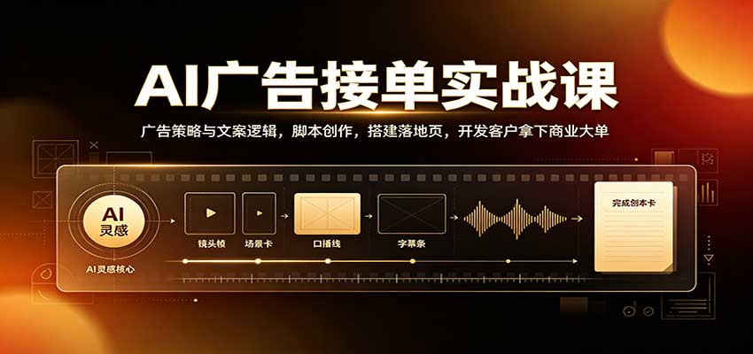 AI广告接单实战：广告策略与文案逻辑，脚本创作，搭建落地页，开发客户拿下商业大单-网创资源站
