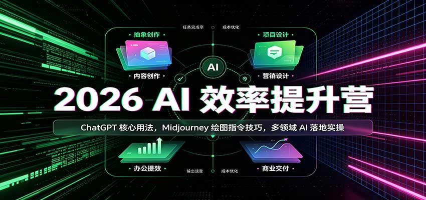 2026 AI效率提升营：ChatGPT核心用法，Midjourney绘图指令技巧，多领域AI落地实操-网创资源站