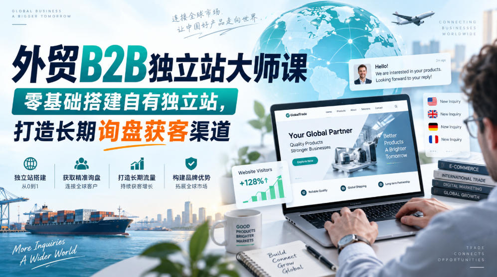 外贸B2B独立站大师课，零基础搭建自有独立站，打造长期询盘获客渠道-网创资源站