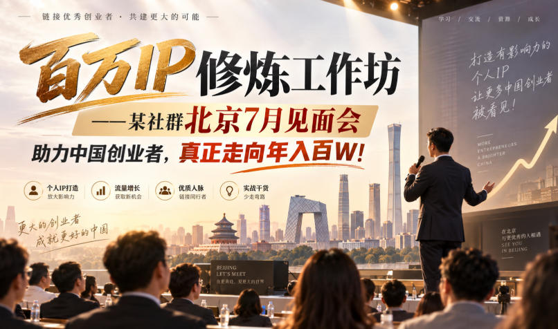 百万IP修炼工作坊——某社群北京7月见面会，助力中国创业者，真正走向年入百W!-网创资源站
