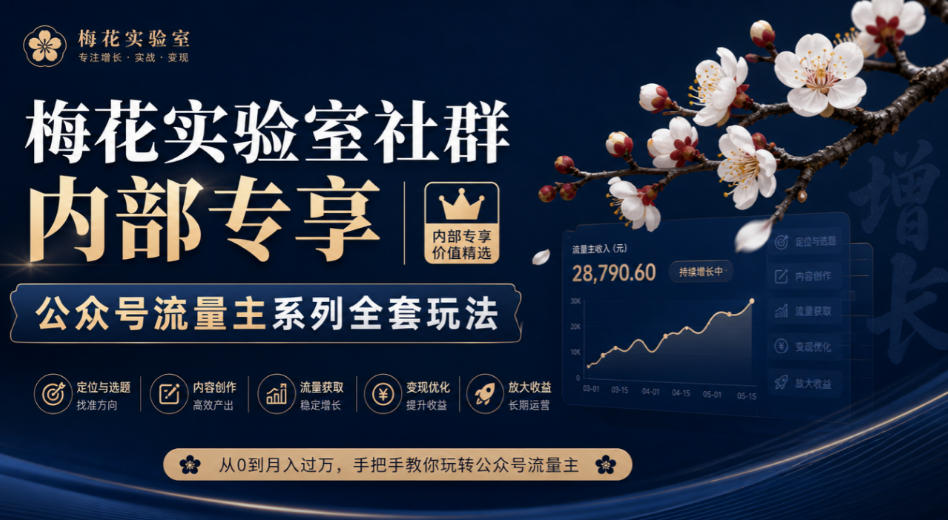 梅花实验室社群内部专享-公众号流量主系列全套玩法-网创资源站