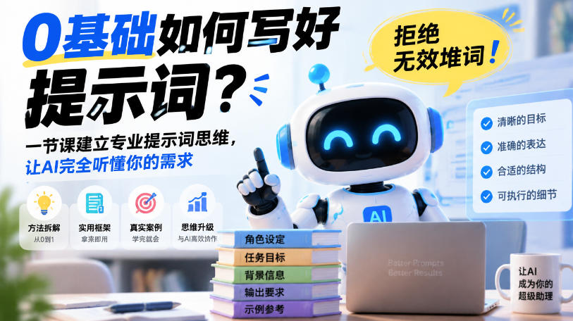 0基础如何写好提示词，拒绝无效堆词！一节课建立专业提示词思维，让AI完全听懂你的需求-网创资源站