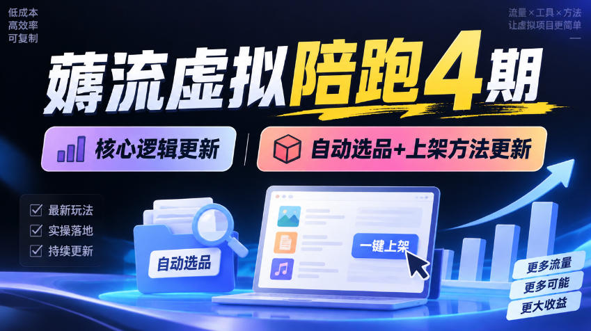 薅流虚拟陪跑4期丨核心逻辑更新丨自动选品+上架方法更新-网创资源站