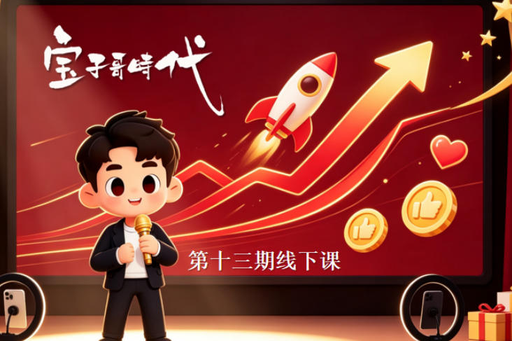 宝子哥抖音直播第13期VIP线下课9月5-6日，26年最值得看的直播课程，快速突破直播间流量瓶颈，打造高效起号闭环-网创资源站