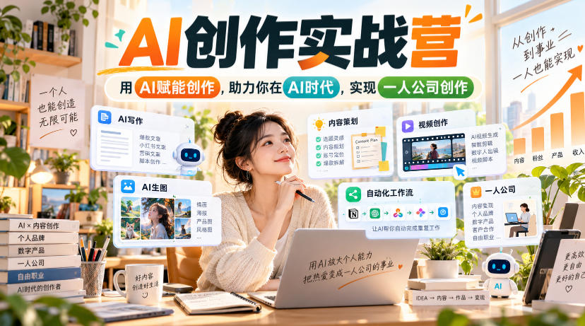 AI创作实战营，用AI赋能创作，助力你在AI时代，实现一人公司创作(更新)-网创资源站
