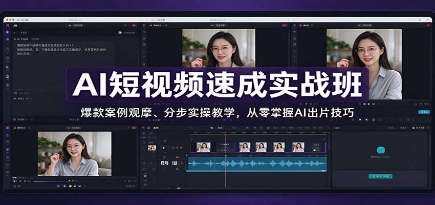 AI短视频速成实战班：爆款案例观摩、分步实操教学，从零掌握AI出片技巧-网创资源站